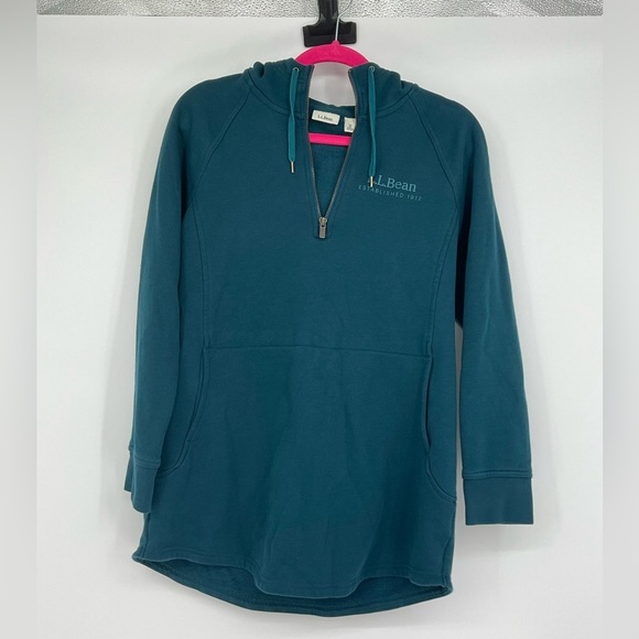 L.L.Bean Women’s Teal Quarter-Zip Hoodie Cozy Pullover Sweatshirt SZ M - Picture 1 of 6